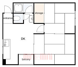 JR東海道・山陽本線 三ノ宮駅 徒歩6分の賃貸マンション 4階2DKの間取り