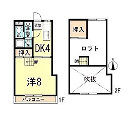 山陽電鉄本線 山陽明石駅 徒歩7分の賃貸アパート 2階1DKの間取り