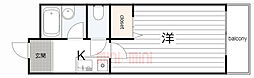 阪急伊丹線 稲野駅 徒歩1分の賃貸マンション 1階1Kの間取り