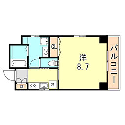 阪神本線 春日野道駅 徒歩3分の賃貸マンション 2階1Kの間取り