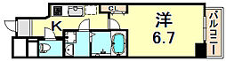 神戸高速東西線 高速神戸駅 徒歩4分の賃貸マンション 8階1Kの間取り