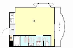 阪神本線 大物駅 徒歩4分の賃貸マンション 1階ワンルームの間取り