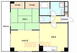 阪急神戸本線 塚口駅 徒歩15分の賃貸マンション 2階2DKの間取り