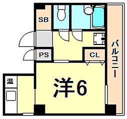 JR東海道・山陽本線 三ノ宮駅 徒歩9分の賃貸マンション 10階ワンルームの間取り