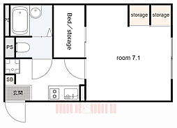 JR東海道・山陽本線 立花駅 徒歩11分の賃貸アパート 2階1Kの間取り