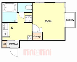 阪急神戸本線 岡本駅 徒歩9分の賃貸マンション 3階1Kの間取り