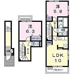 山陽電鉄本線 東二見駅 徒歩7分の賃貸アパート 2階2LDKの間取り