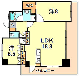 阪神本線 神戸三宮駅 徒歩13分の賃貸マンション 5階2LDKの間取り