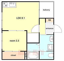 阪神なんば線 福駅 徒歩6分の賃貸アパート 2階1LDKの間取り