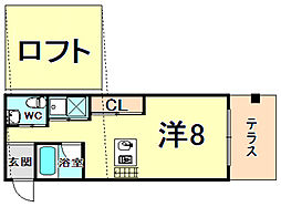 C4Koshieneast ワンルームの間取図画像