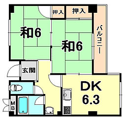 岡崎第一マンション 2DKの間取図画像