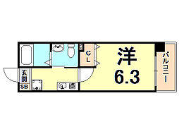 ダイドーメゾン阪神西宮駅前 1Kの間取図画像