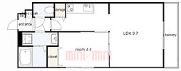 CityZ西宮2 1LDKの間取図画像