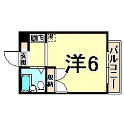 仁川ロイヤルハイツ ワンルームの間取図画像