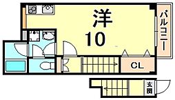 アルコーブ仁川 1Kの間取図画像