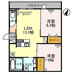 SAKURA甲子園三保町 2LDKの間取図画像