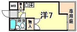 津門サンロイヤル ワンルームの間取図画像