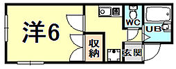 甲子園シティハウス 1Kの間取図画像
