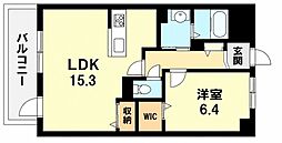 コモド西宮 1LDKの間取図画像