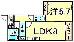 フェリシア六番町 1LDKの間取図画像