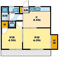ハイツ田中 1階2Kの間取り