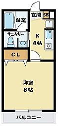 PARKHEIM3 1Kの間取図画像