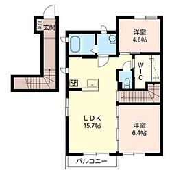 アーバンヒルD 2LDKの間取図画像