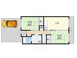パールハイツ 1階2LDKの間取り