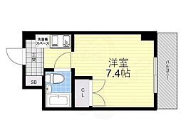 阪急神戸本線 塚口駅 徒歩8分の賃貸マンション 4階ワンルームの間取り