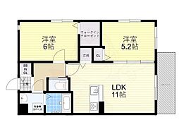 ワコーレヴィータ塚口本町一丁目 1階2LDKの間取り