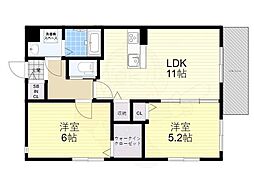 ワコーレヴィータ塚口本町一丁目 3階2LDKの間取り