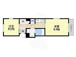 マイコート園田 1LDKの間取図画像
