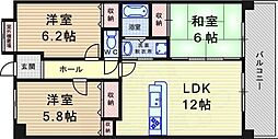 エンゼルハイツ東塚口 3LDKの間取図画像