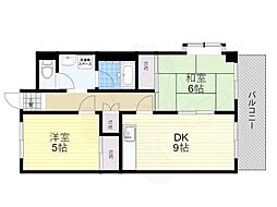 ハイム高木131 2DKの間取図画像