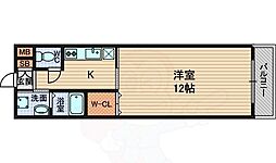 プラマー3番館 1Kの間取図画像