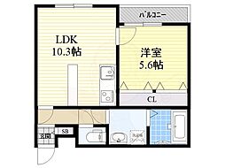 ノイヴェルM 1LDKの間取図画像