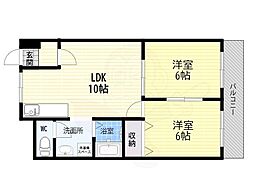 シャトー福 2LDKの間取図画像