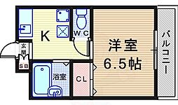 カルム東園田 1Kの間取図画像