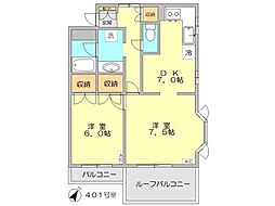 コーポダンディライオン 2DKの間取図画像