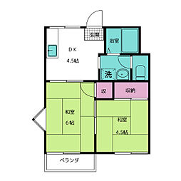 チェリーハイツ 2階2DKの間取り