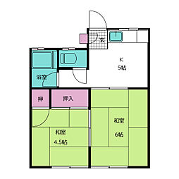 コーポフジ 2階2Kの間取り