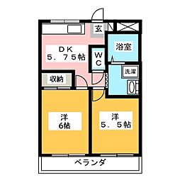 メゾンドクレール 2階2DKの間取り