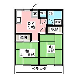 大島ビル 4階2DKの間取り
