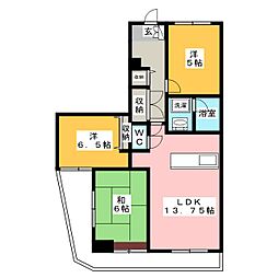 東急ドエルデュアルコート川口ウエストビュー 8階3LDKの間取り