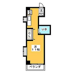 ベルハイム ワンルームの間取図画像