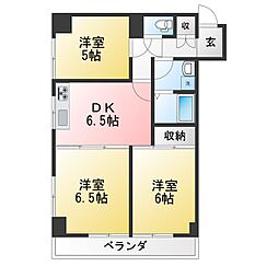 飯塚一丁目ハイツ 3DKの間取図画像