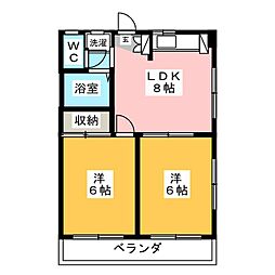 大成マンション 2LDKの間取図画像