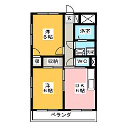 クローネ・川口 2DKの間取図画像