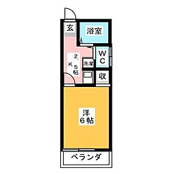 末広ハイツ 1Kの間取図画像
