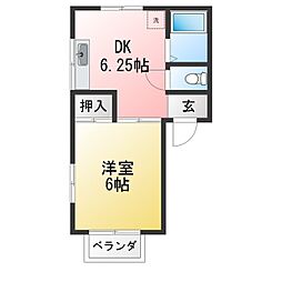 ハイム西青木 1DKの間取図画像